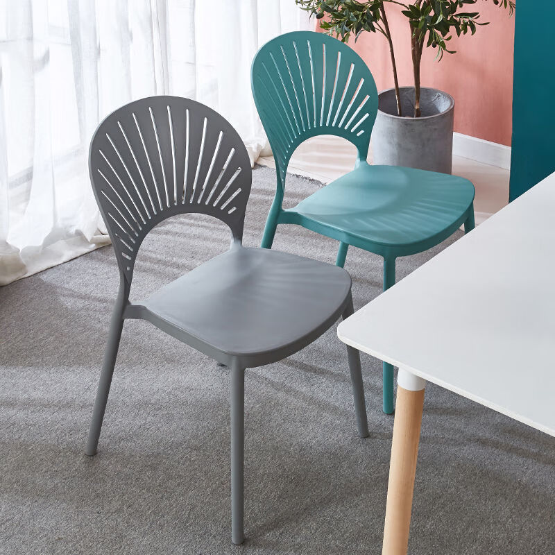 达驹简约北欧塑料户外家用镂空靠背餐厅椅子休闲网红太阳贝壳餐椅白色