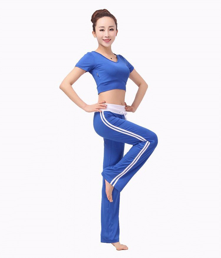 广场舞服装女夏款露肚脐跳操服健身服套装健美操服比赛团体服黑色l