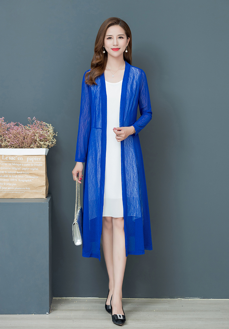 春夏季薄纱衣外套沙衣依披肩女披风衣女长款披肩外套过膝海边披风网纱