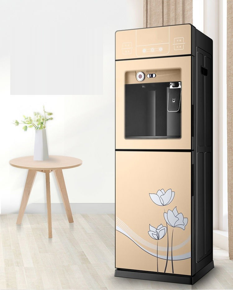 立式饮水机冷热两用双门办公室家用节能开水机茶吧机虔生缘土豪金玻璃