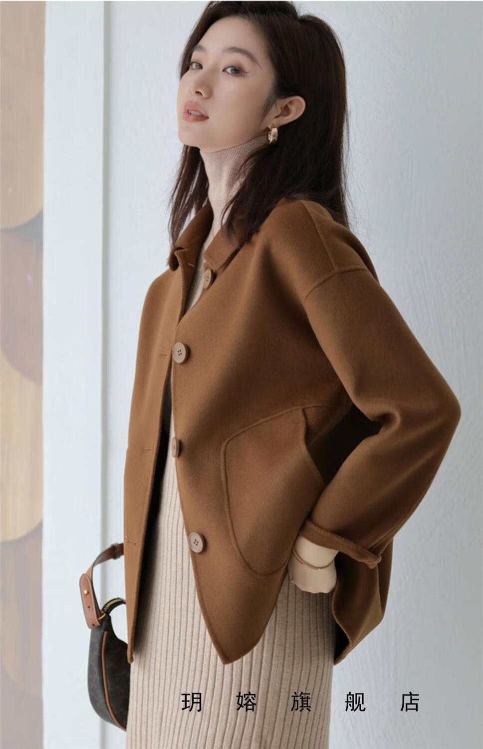 女装新款简约呢子大衣女短款2021年新款春秋季百搭宽松小个子毛呢外套