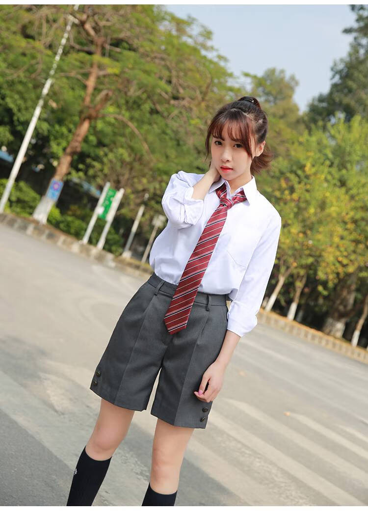 梗豆物语jk制服春秋正统女生帅气短西裤多色可选b款深灰色m