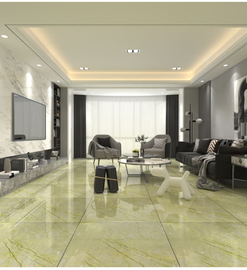 金丝釉通体大理石地砖800x800客厅防滑耐磨瓷砖家用卡洛金地板砖 金丝