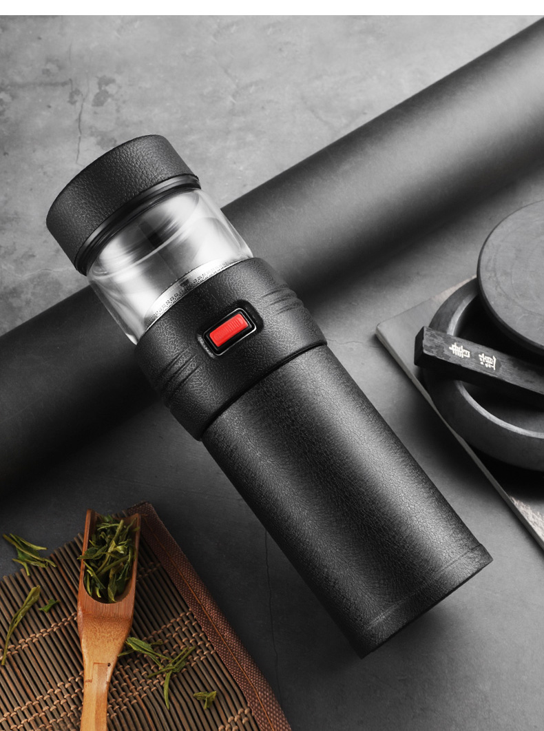 光一 茶水分离保温杯男士便携式一键茶杯旅行家用泡茶杯办公室喝茶
