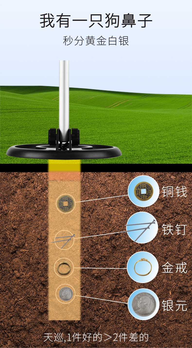 探铁器 金属探测器高精度户外寻宝地下探宝仪器10米3考古铁可视脉冲
