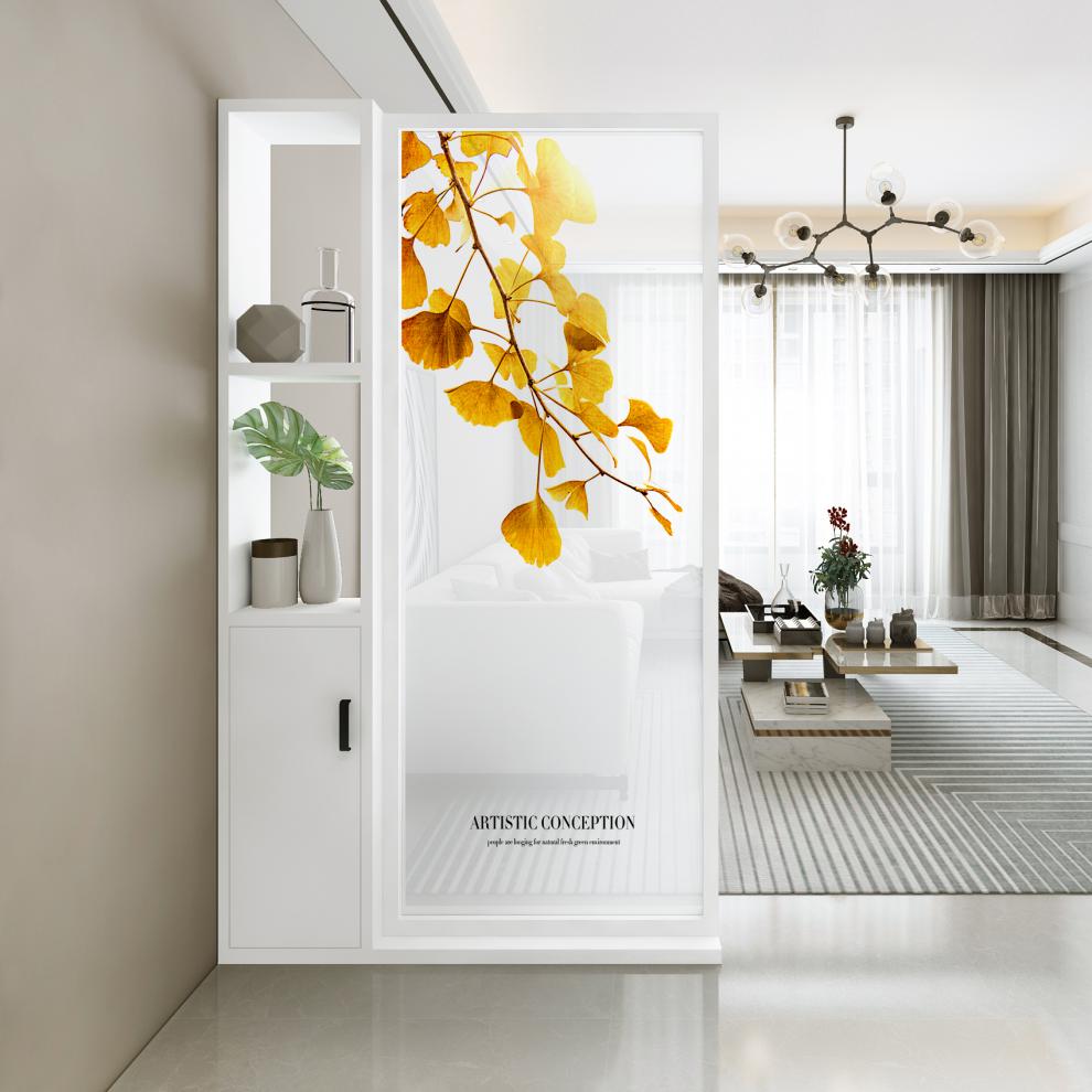 北欧玻璃屏风柜进门穿堂煞入户客厅实木带门玄关隔断置物架座屏有机