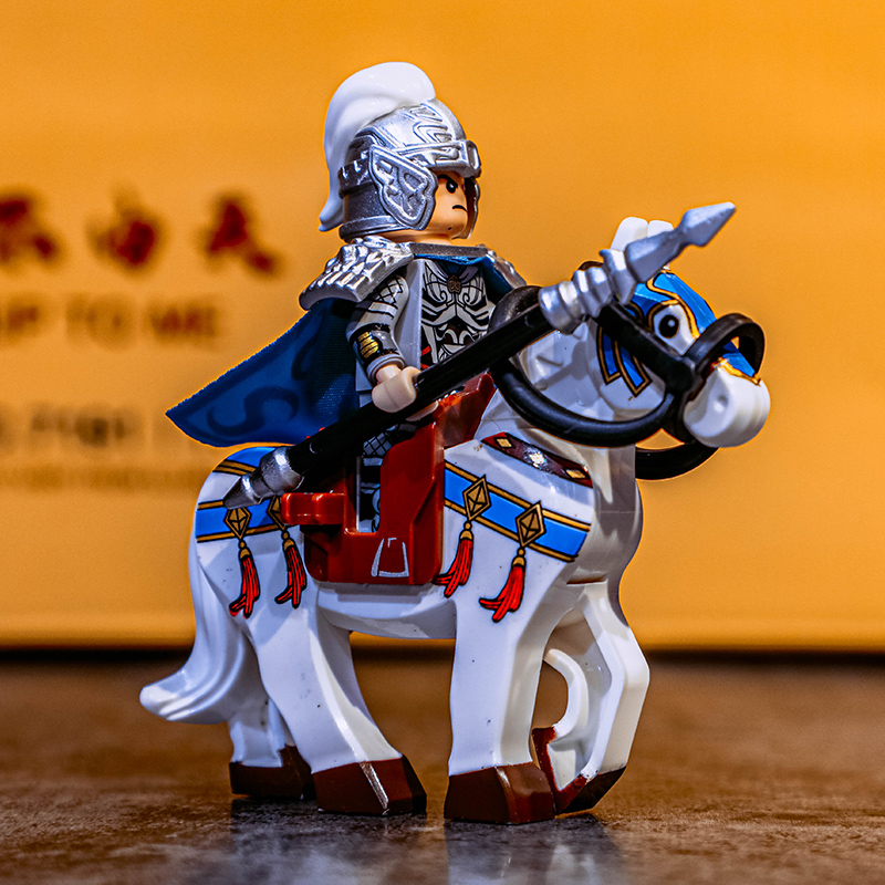 新品积木系列moc三国小侠人仔积木刘备张飞关羽三国演义玩具赤兔马第