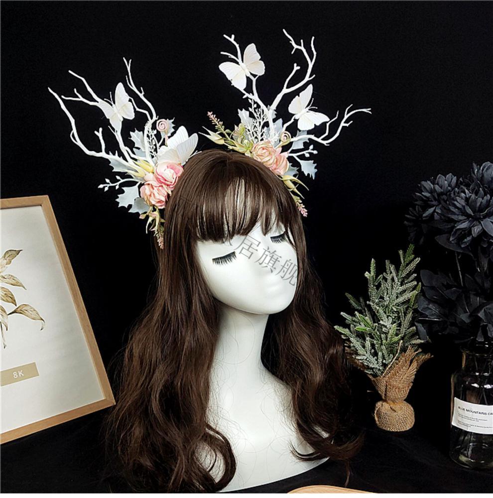 郦狼圣诞节发光鹿角头饰万圣节发光鹿角发饰拍照写真头饰仙女精灵森系