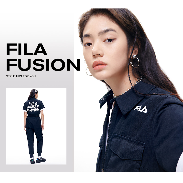 filafusion斐乐潮牌女子运动套装2022年春季时尚潮流百搭连体裤深黑bk