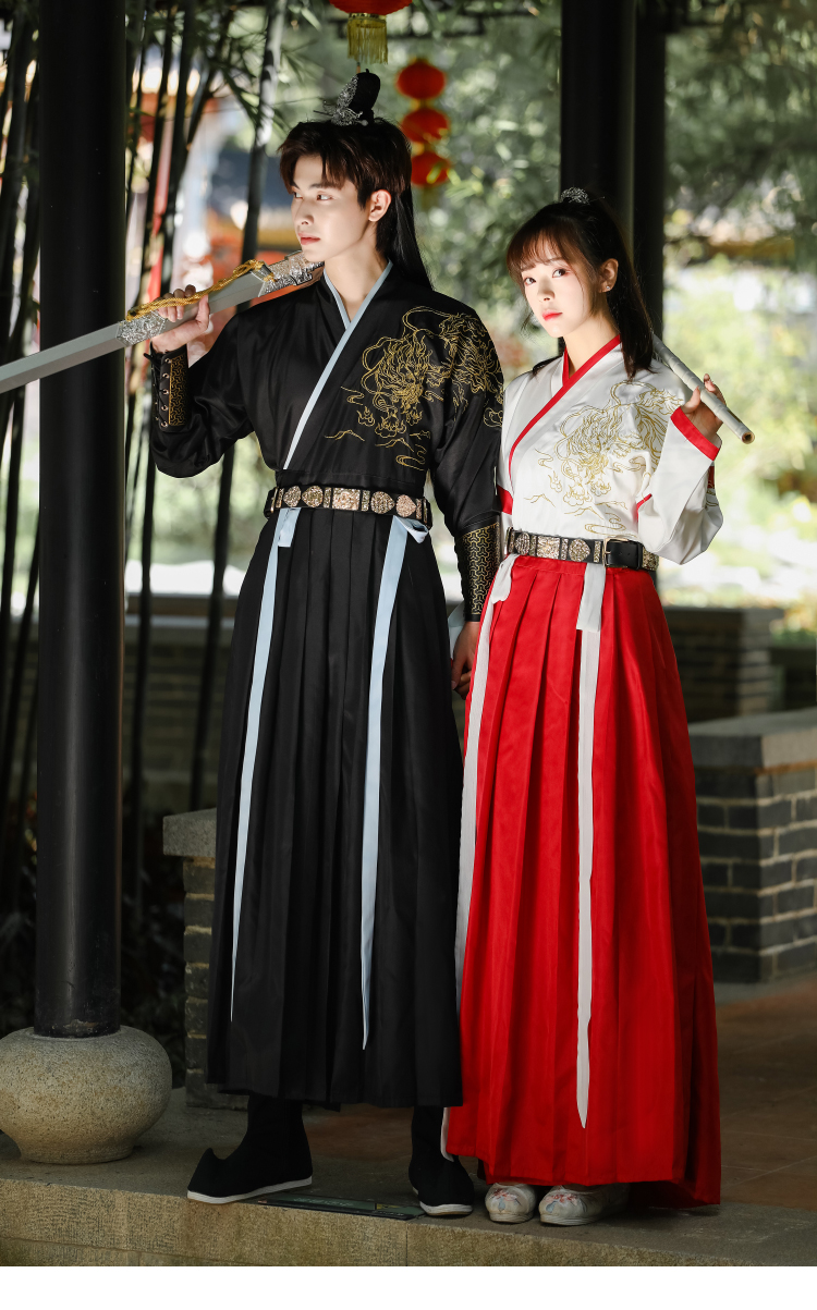 汉服成人男斗篷汉服女披袄裘衣毛领斗篷交领男款情侣cp套装男款交领衫