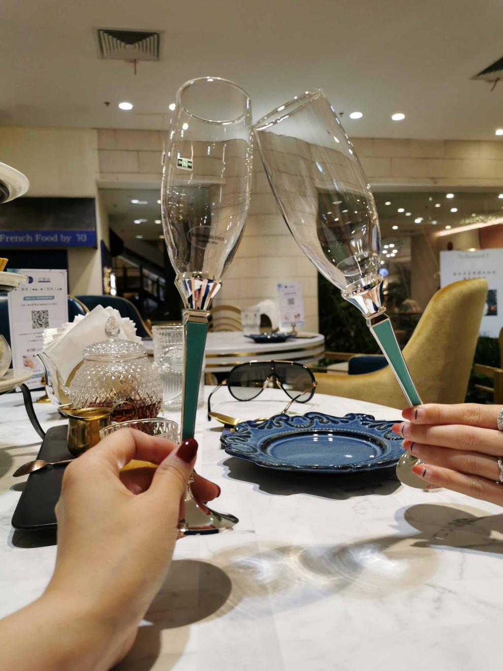 蒂芙尼香槟杯 蒂芙尼蓝方杆镜面香槟杯红酒杯礼盒红酒高脚杯乔迁订婚