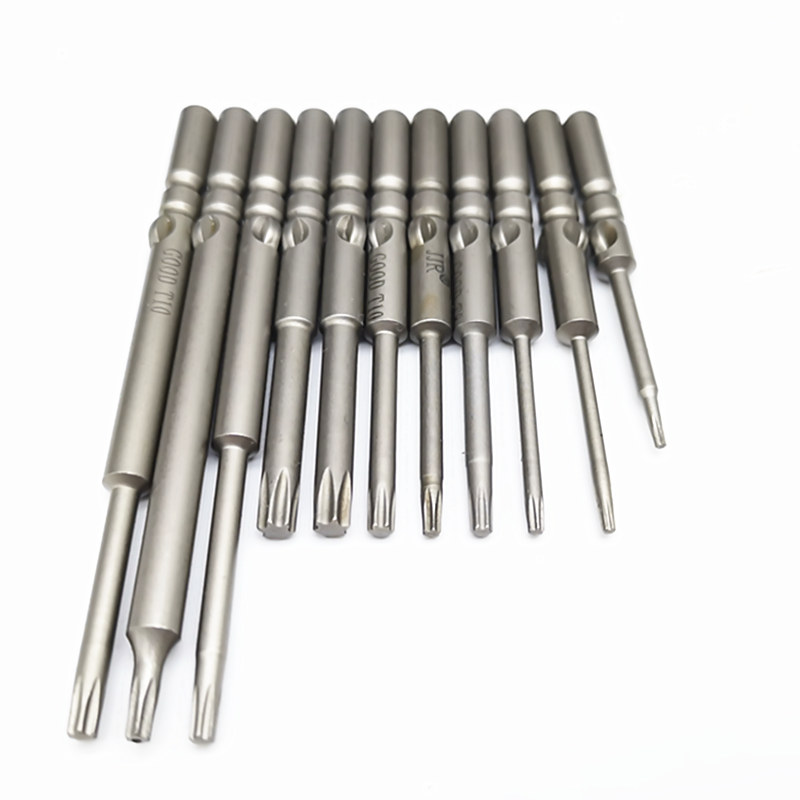 单端十字气动批头 801电批头梅花t4实心中孔起子头5mm圆柄强磁六角