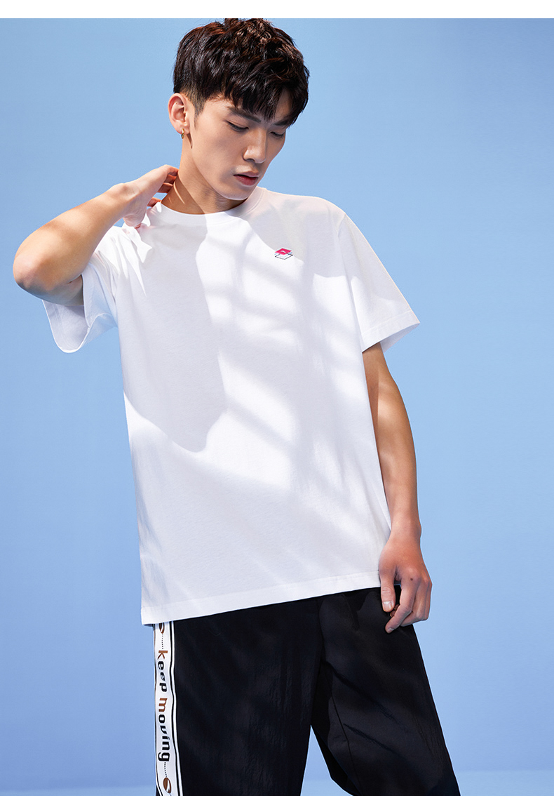 安踏短袖t恤男春季速干衣男士运动衣服体恤男装半袖2117107白蓝紫175l