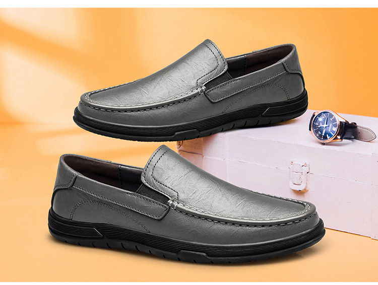 卡丹路软皮豆豆鞋软底爸爸鞋皮鞋真皮一脚蹬商务休闲鞋中年男鞋子棕色