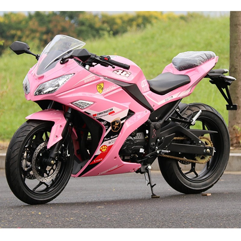 小忍者摩托车双缸400cc水冷大排量跑车机车国四电喷abs版 粉色拼白