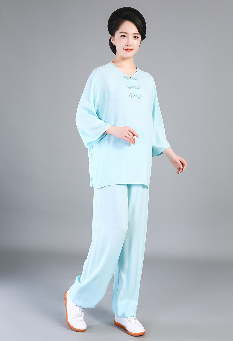 太极服短袖上衣太极服夏季七分袖棉绸中袖太极服夏季薄款练功服太极拳