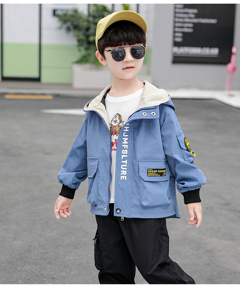 钉铛鼠男童外套春秋季2021新款儿童装中大童6男孩7洋气8岁9风衣潮上衣