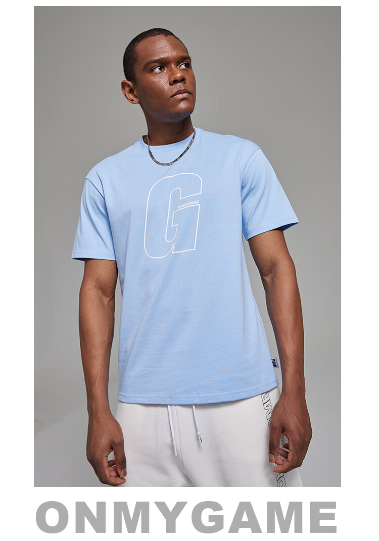 omg潮牌夏季250g纯棉速干短袖运动t恤男士休闲宽松训练健身衣服黑色l