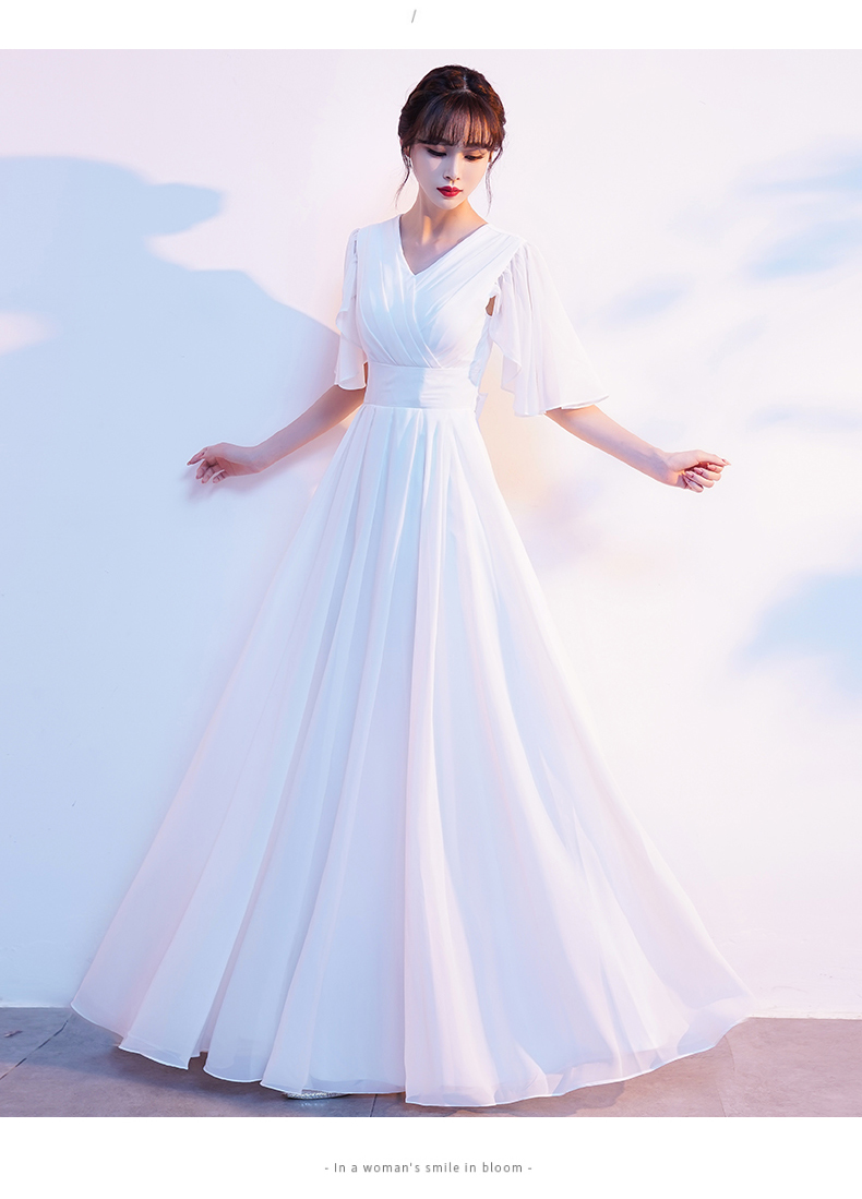 南极人轻奢大合唱团演出服女长裙端庄大气合唱队白色礼服裙圣诞表演