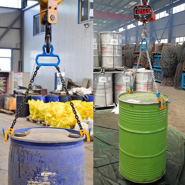 油桶吊钳叉车专用油桶钳起重吊具铁桶夹具吊钩双链夹子塑料桶夹具01