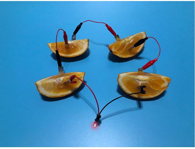 电池发电时钟科学小实验材料器材幼儿园小学科技小制作水果电池led版