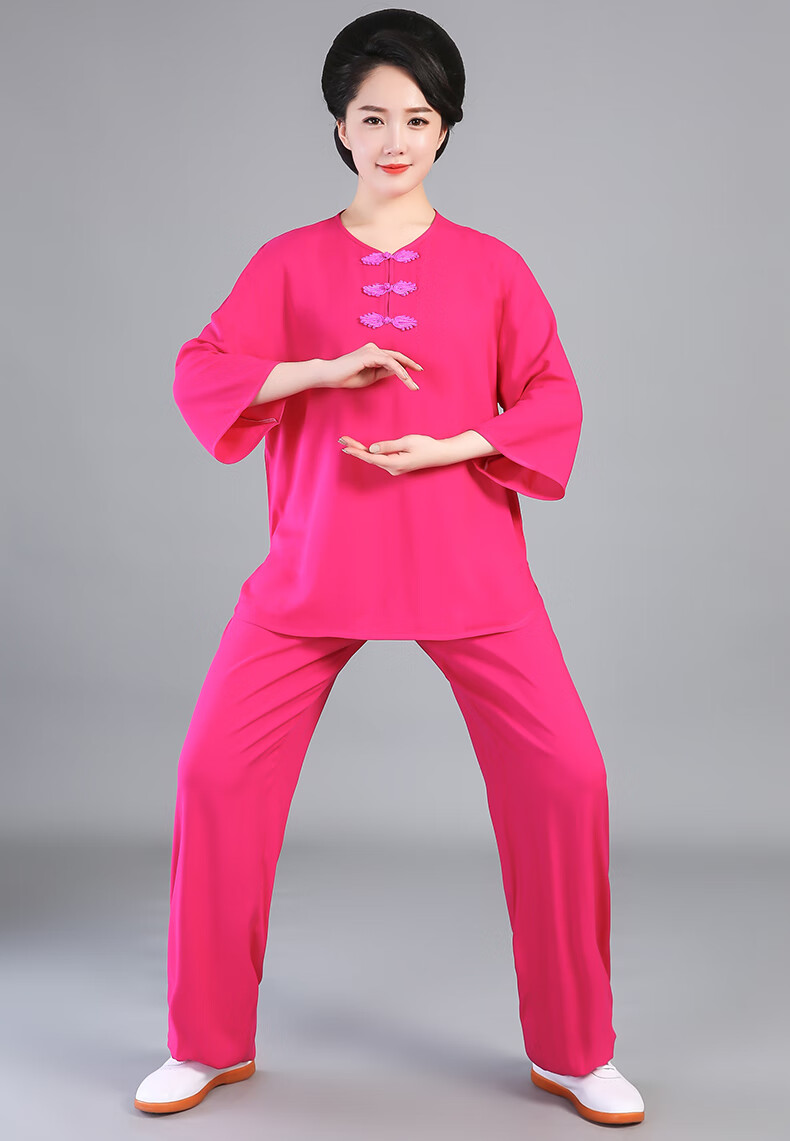 太极服短袖上衣太极服夏季七分袖 棉绸中袖太极服夏季薄款练功服太极