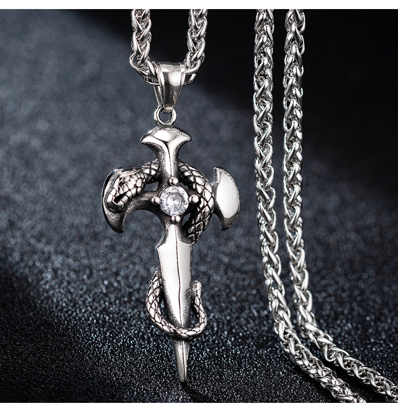 吊坠男潮人嘻哈链蛇盘剑简约百搭潮男时尚个性挂件配饰品生日礼物旗舰