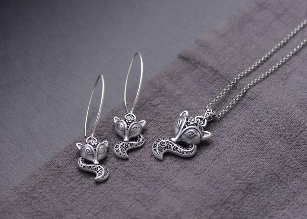 【曲美思】狐仙【灵狐】寓意旺桃花真银狐狸戒指足银复古指环气质个性