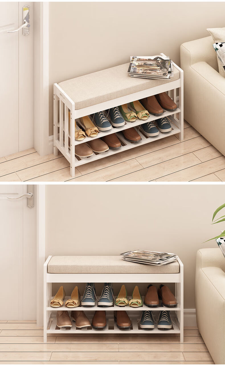 换鞋凳鞋柜鞋架实木简约现代经济型门厅柜门口多功能储物柜穿鞋凳50长
