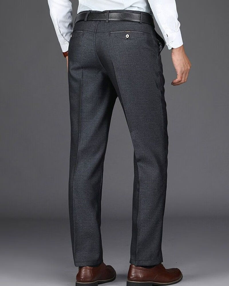 春秋季厚款男士西裤男中老年高腰直筒休闲裤男免烫商务西装裤子男tr