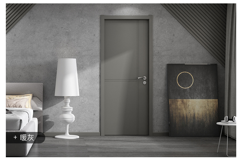 双羽木门现代简约室内门极简房门烤漆卧室门实木复合套装门pf023哑光