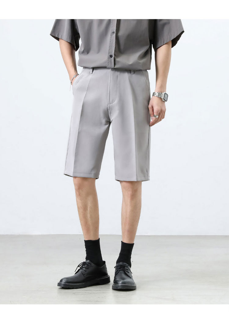 谛豪诺夏季薄款短西裤韩版潮流百搭修身5分中裤纯色免烫男士休闲短裤