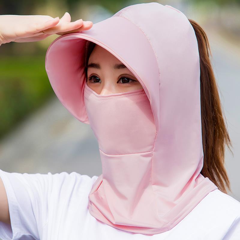 屿汐防晒帽子遮脸脖子一体帽子女防晒遮阳帽冰丝材质骑行防晒女太阳帽