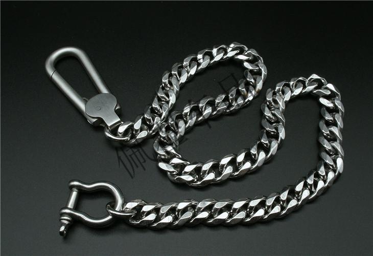 佩翟不锈钢钥匙链长链条男士腰挂车载马蹄扣钥匙扣钥匙链裤链花篮链磨