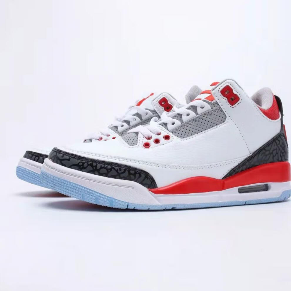 官网旗舰店新款潮流aj3代中帮复古休闲运动文化白黑红篮球鞋时尚情侣