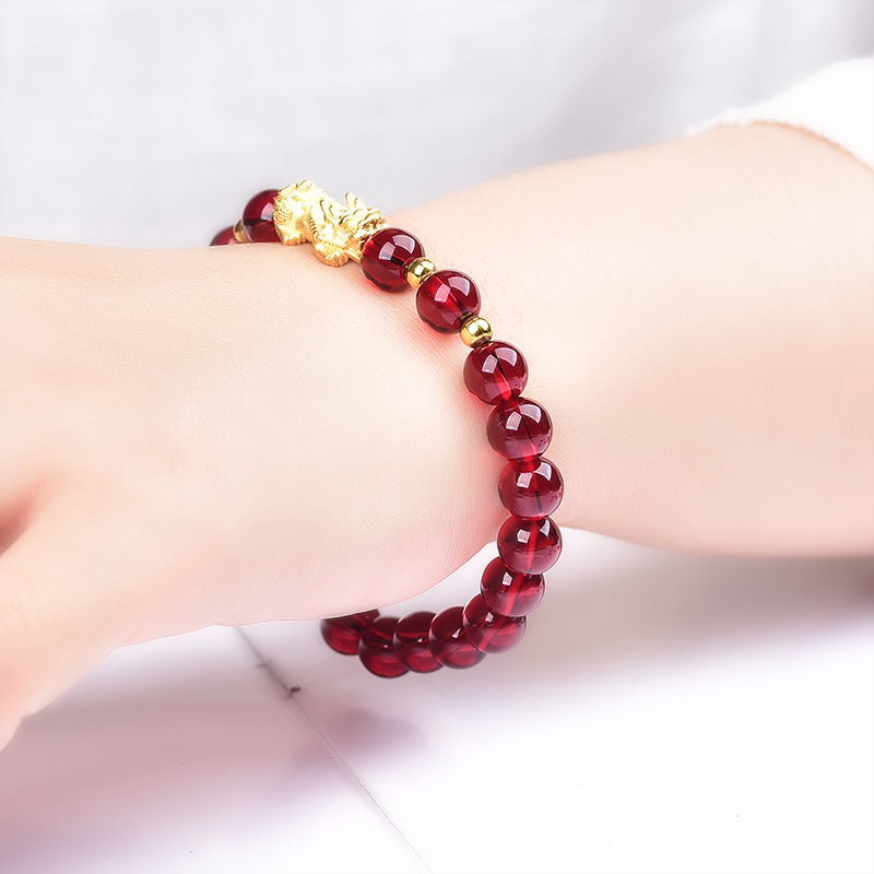 林越 石榴石不褪色女手链沙金貔貅聚财纳福转运女士毛衣链学生情侣