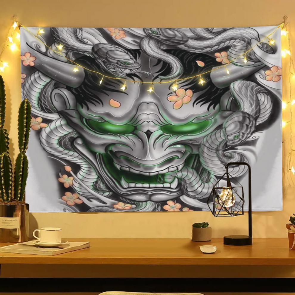 日式挂布浮世绘般若直播间背景布宿舍房间卧室装扮装饰墙布挂毯 经典