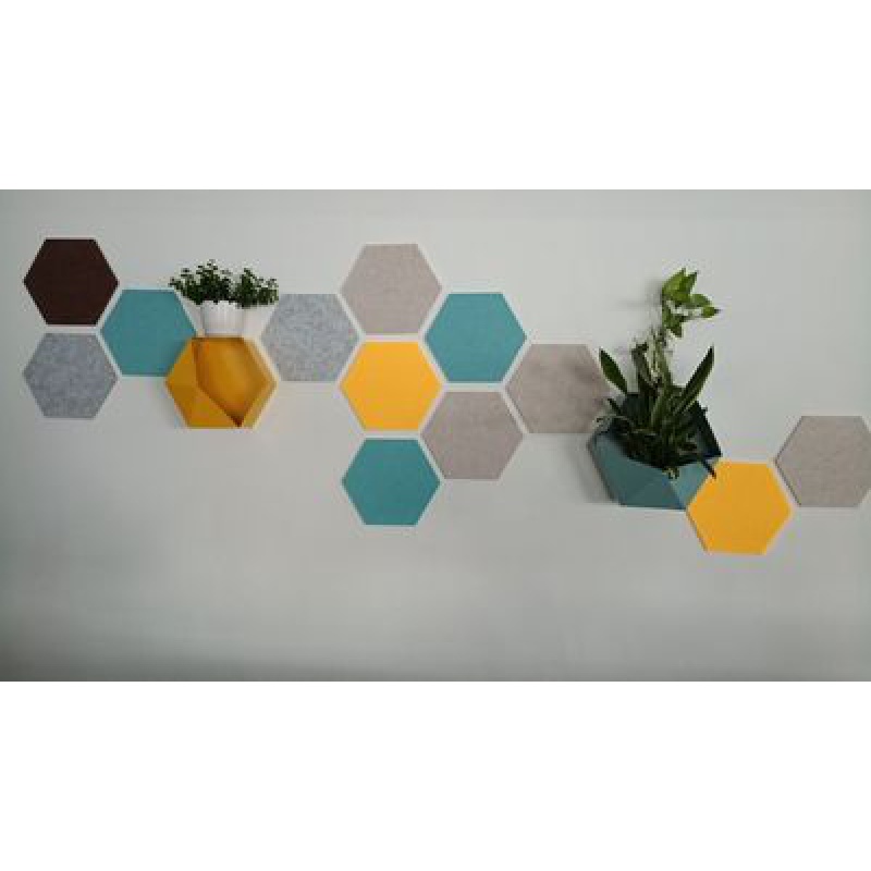 六边形毛毡板软木板留言板彩色照片背景墙幼儿园作展示板墙贴板红色