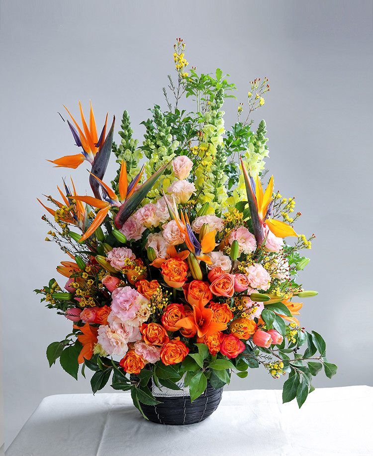 兰琦欧 兆族高端设计:开业花篮仿真花速递乔迁同城前台新中式创意台式