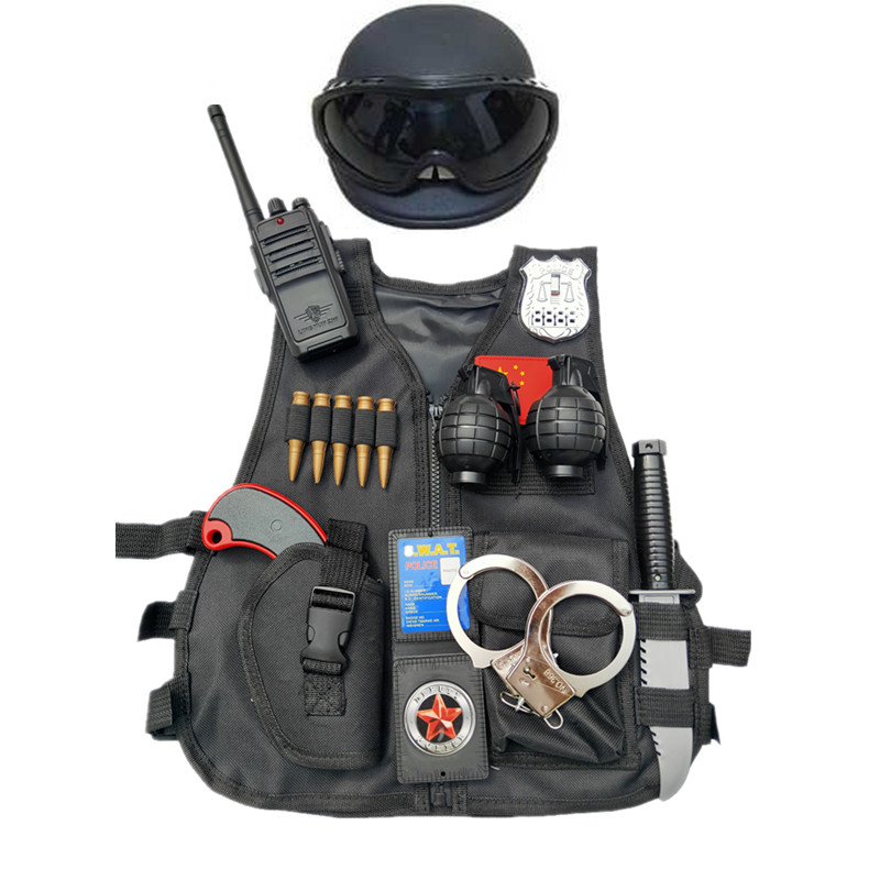 儿童防弹衣套装儿童战术马甲玩具防弹背心套装小特警演出服对战装备cs