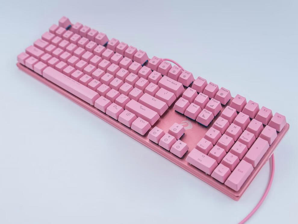 达尔优机械键盘108键全粉色ck533网吧游戏电竞光轴青轴防水有线新品