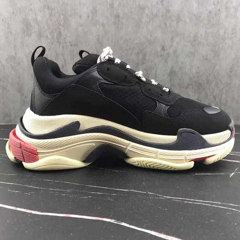 巴黎世家(balenciaga) 时尚新款巴黎圆头系带潮鞋男黑红松糕厚底老爹