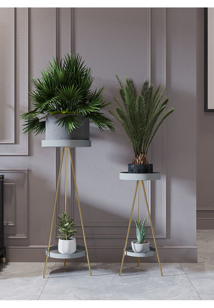 轻奢花架客厅室内花架子阳台多层置物架北欧摆花架子铁艺金属花架全