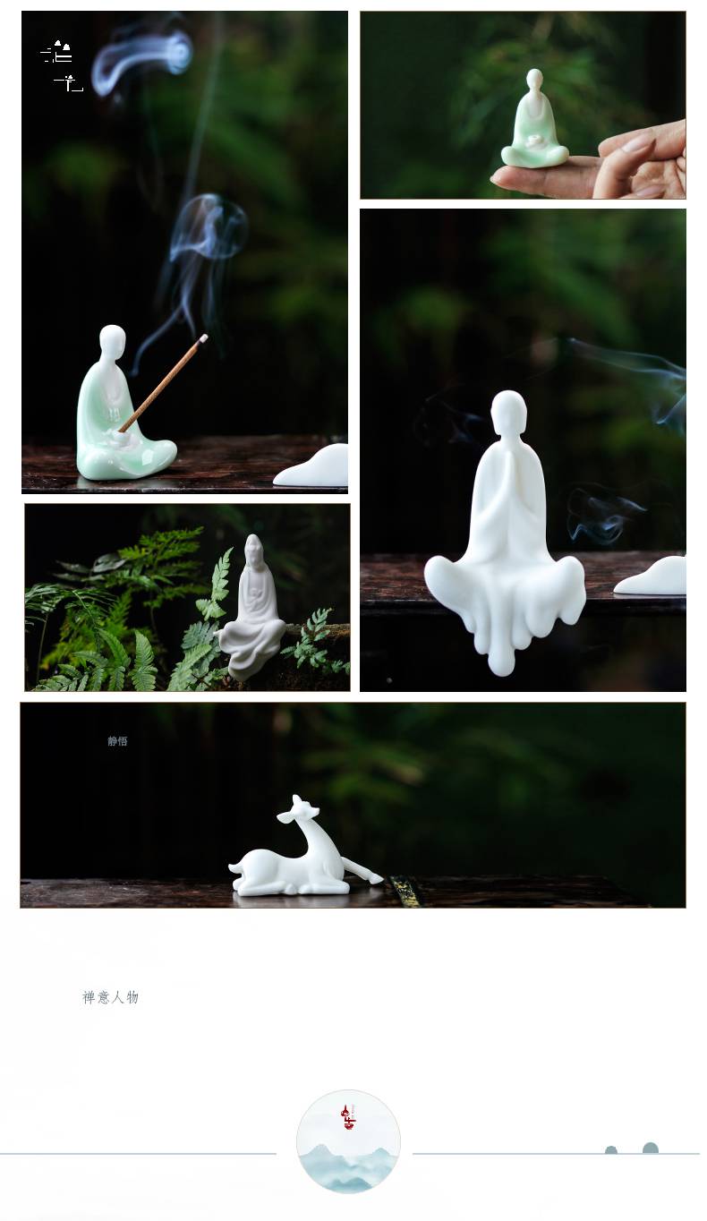 盆景摆件人物小和尚陶瓷人物禅意摆件佛系无相盆景小摆件鱼缸造景迷你