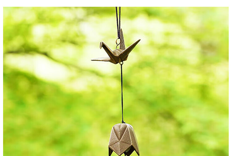 千纸鹤风铃爱の友谊日本进口折纸鹤岩铸风铃门铃祈福吉祥平安家居装饰