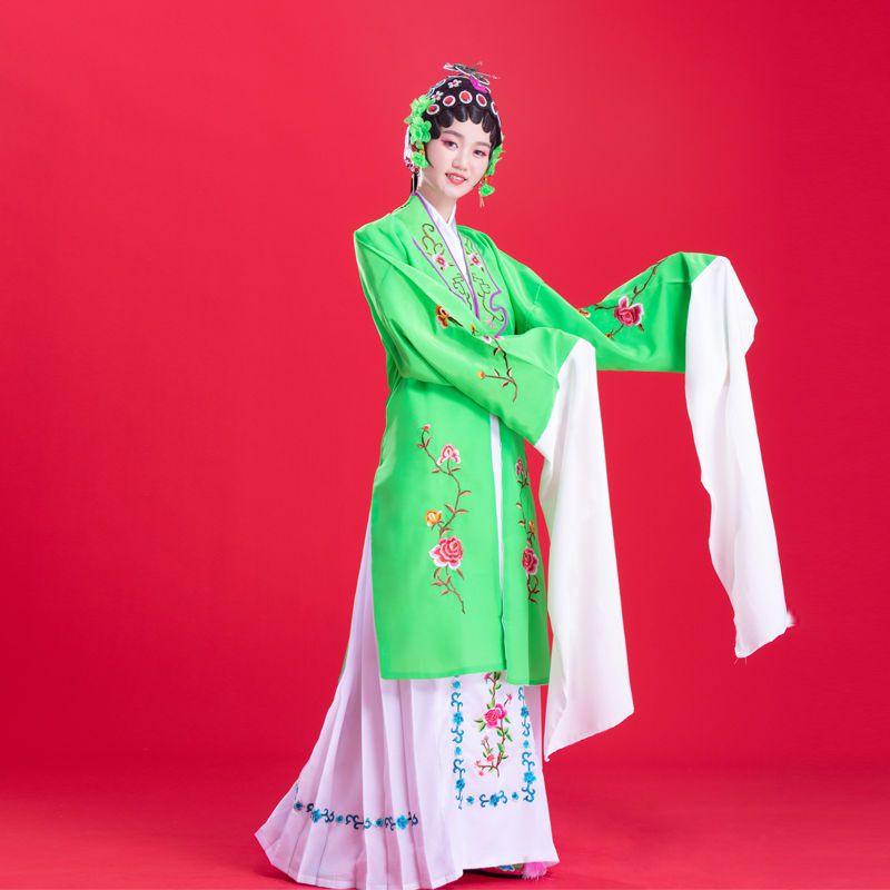 花旦戏服戏剧服装京剧戏曲练功服水袖越剧黄梅戏小姐戏服装女新款白色