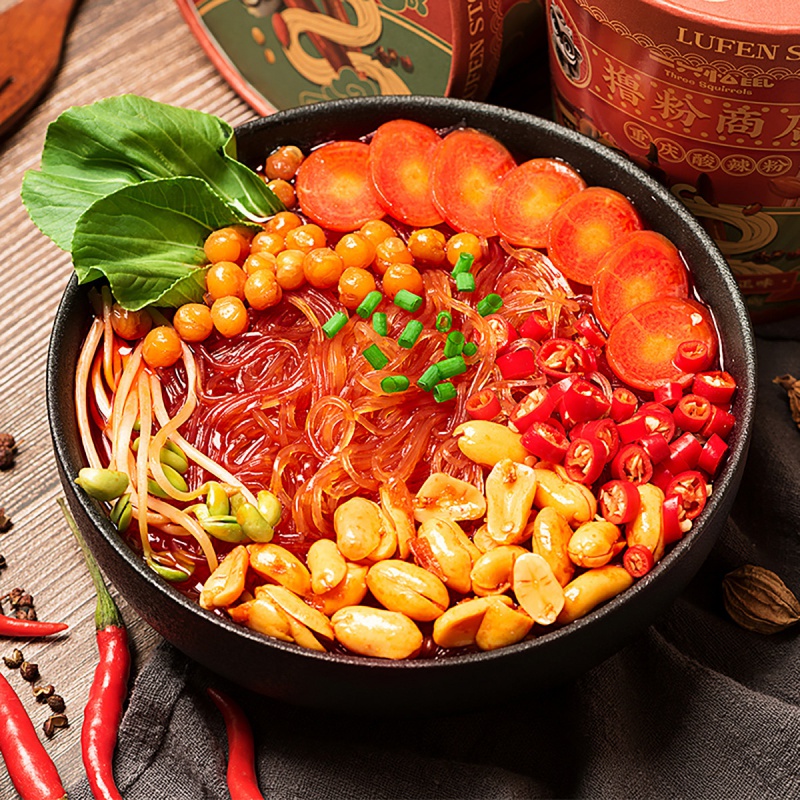 【三只松鼠酸辣粉130gx6桶】重庆麻辣酸速食方便红薯粉条米线懒人 三