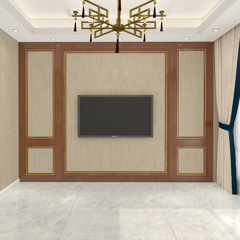 跨联kualian钛金条实木线条装饰电视墙金属边框造型客厅背景墙烤漆木