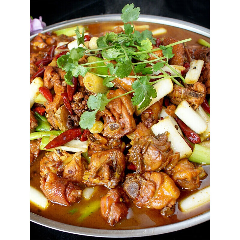 新疆美食特产沙湾大盘鸡土鸡盘800g正宗真空方便食品