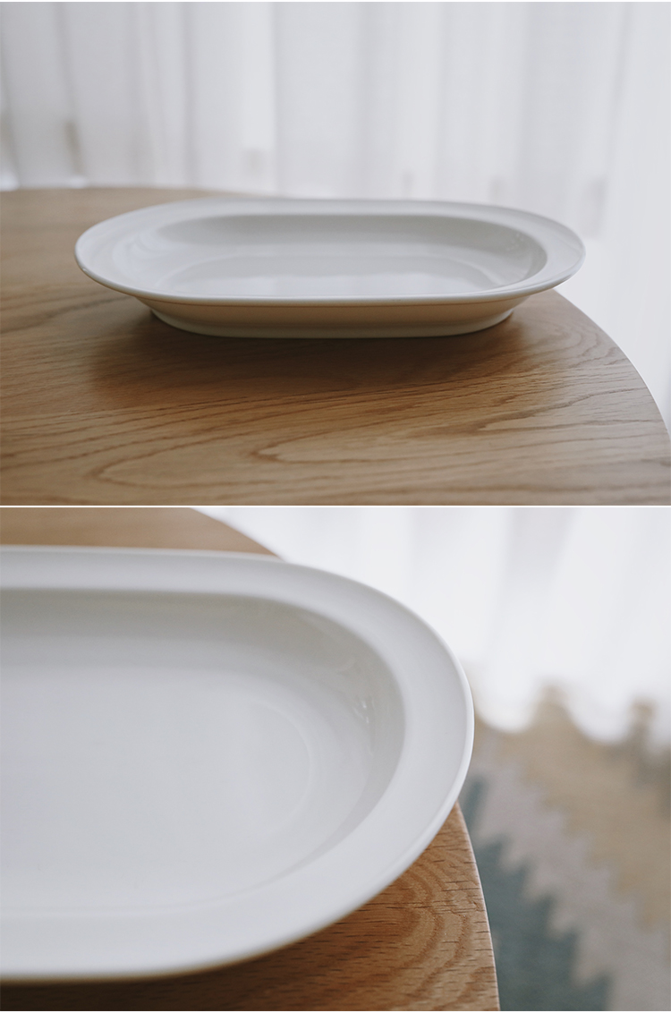 椭圆鱼盘大号鱼盘家用蒸鱼盘子经典椭圆白瓷盘宽边椭圆鱼盘餐盘白瓷